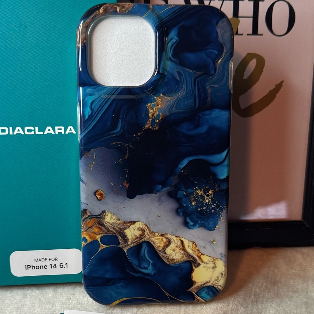 Blue & Gold Marble Protective iPhone Case